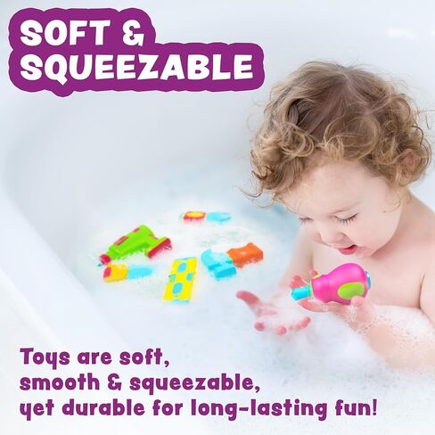Tub Works® Construction™ Trucks Mold Free Bath Toys, 6 Pack | Sealed, No Hole Bath Toys Design Keeps Moisture Out | Soft, Squeezable & Float on Water | Baby & Toddler Bath Toys | Kids Car Bath Toys in Saudi Arabia