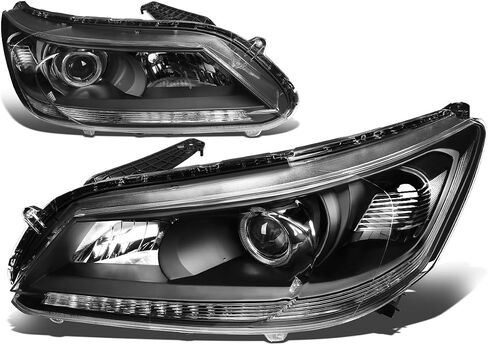 Auto Dynasty Factory Style Projector Headlights Assembly Compatible with Honda Accord 4-Door Sedan 9th Gen 2013-2015, Driver and Passenger Side,Housing Clear Corner (Black) in Saudi Arabia