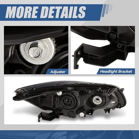 Auto Dynasty Factory Style Projector Headlights Assembly Compatible with Honda Accord 4-Door Sedan 9th Gen 2013-2015, Driver and Passenger Side,Housing Clear Corner (Black) in Saudi Arabia