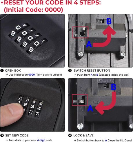 Magnetic Key Holder Under Car,Hide a Key Outside with Combination Lock box,Resettable Safe Security Code Lockbox with 5 Strong Magnets,Anti-drop magnetic key box for under car,indoor,outdoor (1,Black) in Kuwait