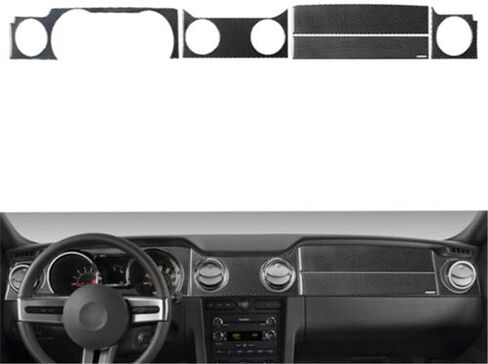 15pcs ناعم ألياف ألياف الكربون الحقيقية تغطية لوحة التحكم المركزية CAR CAR CAR INNER مجموعة كاملة من مجموعة الديكور تزيين لفورد موستانج 2005-2009 الصدفة الداخلية للسيارات (ألياف الكربون) in Saudi Arabia