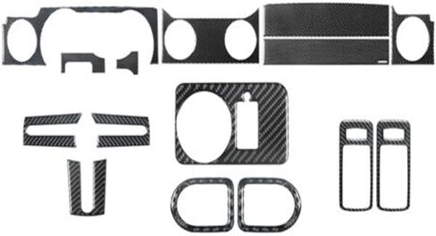 15pcs ناعم ألياف ألياف الكربون الحقيقية تغطية لوحة التحكم المركزية CAR CAR CAR INNER مجموعة كاملة من مجموعة الديكور تزيين لفورد موستانج 2005-2009 الصدفة الداخلية للسيارات (ألياف الكربون) in Saudi Arabia