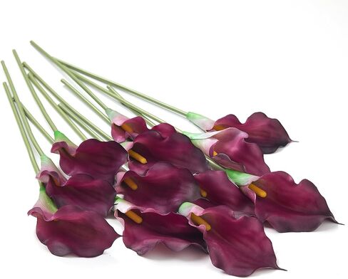 12 PCS Purple Calla Lily Flowers Flowers ، 14.6 "Faux Flower Flower Touch Real Touch Silicone Fay Purple Flowers for Home Decor in Kuwait