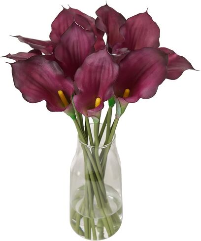 12 PCS Purple Calla Lily Flowers Flowers ، 14.6 "Faux Flower Flower Touch Real Touch Silicone Fay Purple Flowers for Home Decor in Kuwait