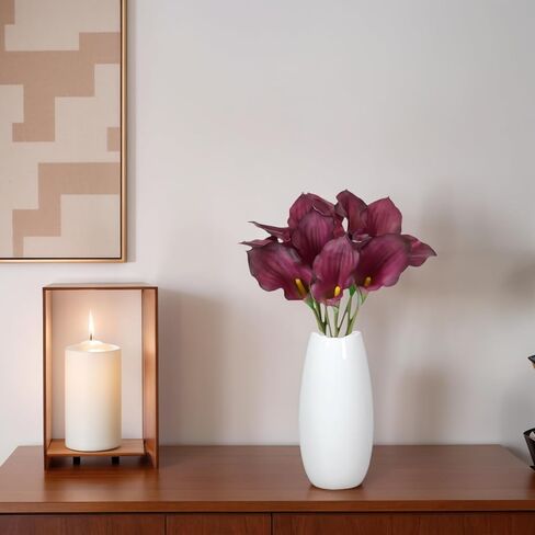 12 PCS Purple Calla Lily Flowers Flowers ، 14.6 "Faux Flower Flower Touch Real Touch Silicone Fay Purple Flowers for Home Decor in Kuwait