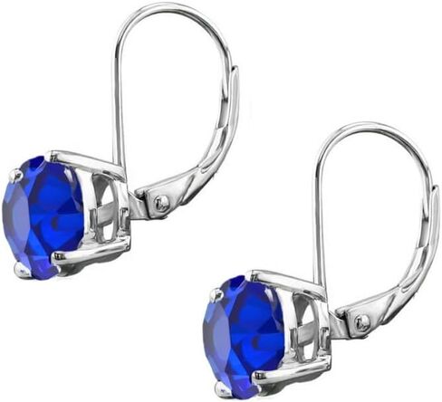 Savlano Rhodium Plated 7mm Solitaire cubic Zirconia Leverback Round Cut Drop Accoring - أقراط متدلية للنساء تأتي مع صندوق هدايا Savlano in Kuwait