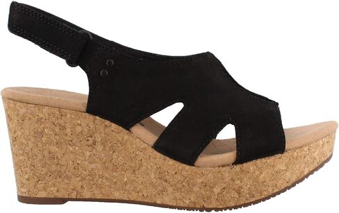 Clarks womens Annadel Bari wedges sandals, Black Nubuck, 12 Wide US in Saudi Arabia