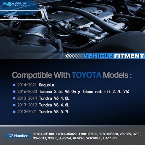 CA11895 مرشح الهواء المحرك متوافق مع تويوتا 2014-2021 سيكويا ، 2016-2023 TACOMA 3.5L V6 ، 2013-2021 TUNDRA ، استبدل 17801-0P100 AF5240 WA10085 in Saudi Arabia