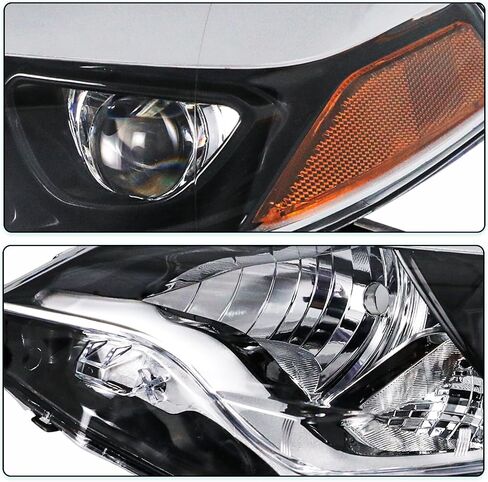 Headlights Assembly Compatible with 2014 2015 2016 Toyota Corolla Base/CE/C/LE Eco/LE/L/S Plus/S/Special Edition Sedan 4-Door, LED Headlamps Black Housing with Clear Reflector in Kuwait