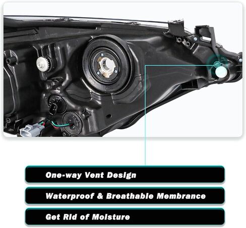Headlights Assembly Compatible with 2014 2015 2016 Toyota Corolla Base/CE/C/LE Eco/LE/L/S Plus/S/Special Edition Sedan 4-Door, LED Headlamps Black Housing with Clear Reflector in Kuwait