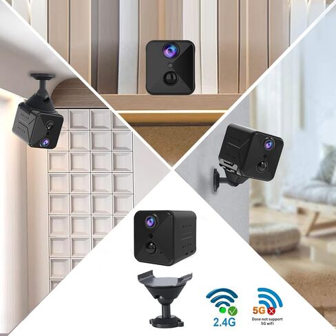 2025 Upgraded 5GHz WiFi Hidden Spy Camera, 4K Wireless Indoor Security Cam, Surveillance Nanny Cam, Pet & Car Camera with 100-Day Battery Life in Kuwait