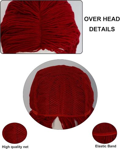ANOGOL Hair Cap+Sally Wig Sally Cosplay Costume Wigs Long Straight Dark Red Yarn Wig Red Cosplay Wigs Nightmare Cartoon Anime Outfit for Halloween Party Birthday Party Costume for Women in Kuwait