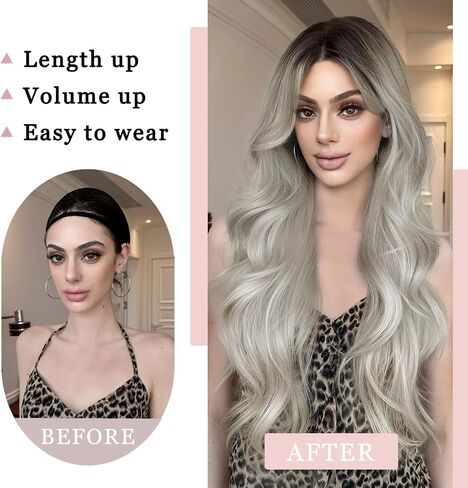 13x4.5 Synthetic Lace Front Wig 26'' Pre Plucked Heat Resistant Wavy Long Hair Wigs with Pre Cut Lace Glueless Pre Everything Hair Replacement Lace Wig for Women Daily Party Use White Blonde in Kuwait