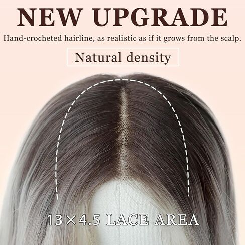 13x4.5 Synthetic Lace Front Wig 26'' Pre Plucked Heat Resistant Wavy Long Hair Wigs with Pre Cut Lace Glueless Pre Everything Hair Replacement Lace Wig for Women Daily Party Use White Blonde in Kuwait