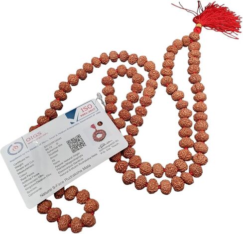 Energized 9 Mukhi Rudraksha Mala Original Certified 108 Beads for Men and Women, Nine Face Faced Rudraksha Japa Kanthi for Pooja Astrology in Saudi Arabia