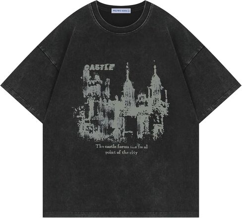 Aelfric Eden Mens T Castle Castle Graphic قميص قميص قصير الأكمام Tees Y2K Streetwear Casual 2025 TRENDY TOPS in Saudi Arabia