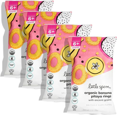 Little Spoon Kale Apple Meltable Baby Puffs, Organic Corn Quinoa Sorghum, No Rice, No Added Sugar Snacks, Encourages Self-Feeding, 1 Oz Bag, 4 Pack in Saudi Arabia