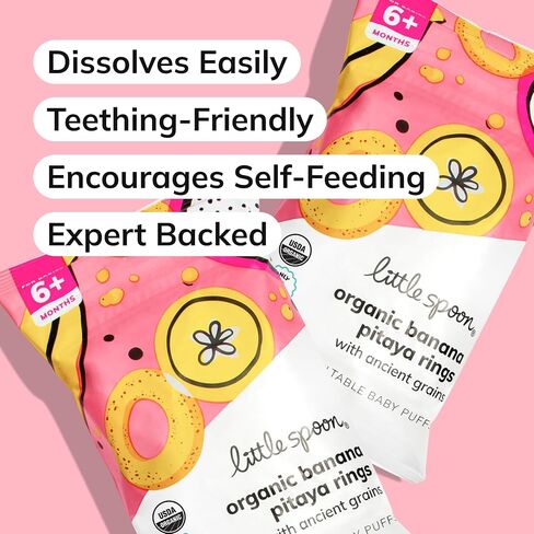 Little Spoon Kale Apple Meltable Baby Puffs, Organic Corn Quinoa Sorghum, No Rice, No Added Sugar Snacks, Encourages Self-Feeding, 1 Oz Bag, 4 Pack in Saudi Arabia