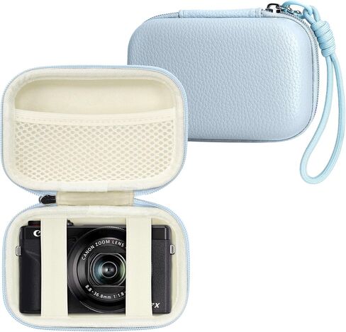 Digital Camera Case for Canon G7X Mark II III, Case Only, White | Fits Canon SX740 HS, Sony ZV-1 Series, RX100 VII, Hard Shell EVA Case with Wrist Lanyard and Mesh Pocket for Accessories in Saudi Arabia