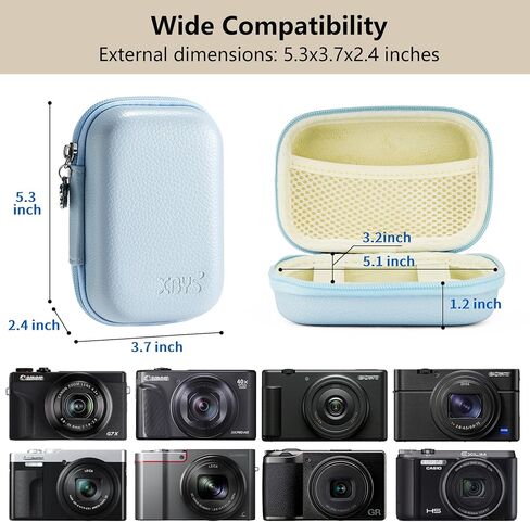Digital Camera Case for Canon G7X Mark II III, Case Only, White | Fits Canon SX740 HS, Sony ZV-1 Series, RX100 VII, Hard Shell EVA Case with Wrist Lanyard and Mesh Pocket for Accessories in Saudi Arabia