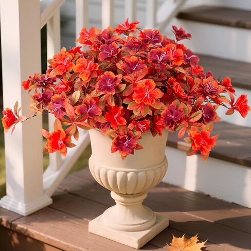 Fall Flowers مصطنعة للديكور ، زهور Rhododendron الحريرية المزيفة للهواء الطلق ، حزمان فو ، Azalea خارج الأشعة فوق البنفسجية المقاومة in Kuwait