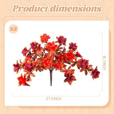 Fall Flowers مصطنعة للديكور ، زهور Rhododendron الحريرية المزيفة للهواء الطلق ، حزمان فو ، Azalea خارج الأشعة فوق البنفسجية المقاومة in Kuwait