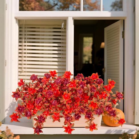 Fall Flowers مصطنعة للديكور ، زهور Rhododendron الحريرية المزيفة للهواء الطلق ، حزمان فو ، Azalea خارج الأشعة فوق البنفسجية المقاومة in Kuwait