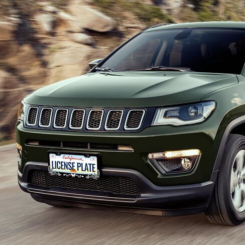 LIN KANG Hibiscus Flower License Plate Frame Tropical Hawiian Floral Black License Plate Holder Stainless Steel Auto Parts Rust-Proof Waterproof Car Decorative Tag Frame for Standard US 12x6 Inch in Kuwait