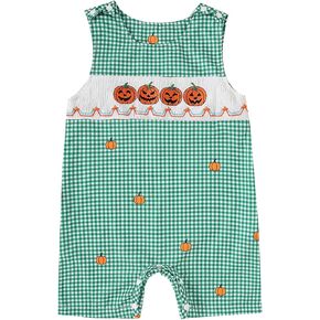 طفل رضيع الملابس الصيفية بلا أكمام التطريز ديناصور مخطط رومبير رومبير بذلة in Kuwait