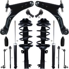Detroit Axle - Front End 14pc Suspension Kit for 2001-2006 Hyundai Santa Fe 2002 2003 2004 2005, 2 Struts 2 Shock Absorbers 2 Lower Control Arms w/Ball Joint 4 Tie Rods 2 Sway Bars 2 Boots Replacement in Kuwait