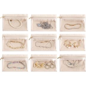 GUKA Travel Jewelry Box, Jewelry Case, Jewelry Holder Organizer, 9 Pcs Travel Jewelry Organizer Bag, Portable Versatile Ring Earring Storage, for Larger Accessories, Gifts for Women and Girls in Kuwait