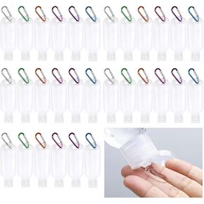 30 Pcs Hand Sanitizer Keychain,1.7oz Refillable Travel Refillable Travel Bottles Containers,Portable Liquid Squeeze Containers for Toiletries(Bottle + Lid + Hook) in Saudi Arabia