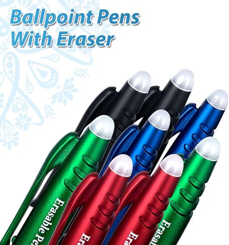 KERIFI Blue Erasable Pens, Heat Eraser Pen Rub Out Pens with Soft Grip, 0.5 mm Retractable Erasable Gel Ink Pens with Eraser, for Writing Planner Journaling School Office Supplies Stationary, 5 Pack in Kuwait