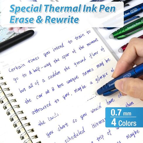KERIFI Blue Erasable Pens, Heat Eraser Pen Rub Out Pens with Soft Grip, 0.5 mm Retractable Erasable Gel Ink Pens with Eraser, for Writing Planner Journaling School Office Supplies Stationary, 5 Pack in Kuwait