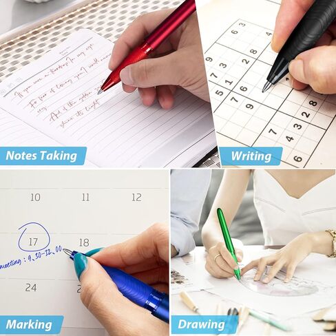 KERIFI Blue Erasable Pens, Heat Eraser Pen Rub Out Pens with Soft Grip, 0.5 mm Retractable Erasable Gel Ink Pens with Eraser, for Writing Planner Journaling School Office Supplies Stationary, 5 Pack in Kuwait