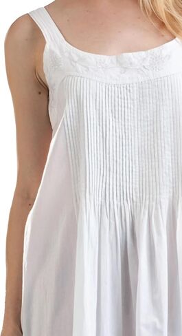 LA CERA Women's 100% Cotton White Nightgown, Sleeveless, Scoop Neck, Vintage Pinafore Gown in Saudi Arabia