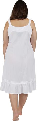 LA CERA Women's 100% Cotton White Nightgown, Sleeveless, Scoop Neck, Vintage Pinafore Gown in Saudi Arabia