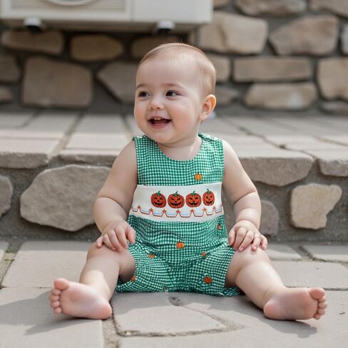 طفل رضيع الملابس الصيفية بلا أكمام التطريز ديناصور مخطط رومبير رومبير بذلة in Kuwait