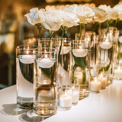 12 Pack Glass Cylinder Vases 10 Inch Tall Clear Flower Vases for Centerpieces, Hurricane Floating Candle Holder Wedding Decorations, Floral Simple Vase Bulk for Party Home Decor (3.35 x 10 Inch) in Saudi Arabia