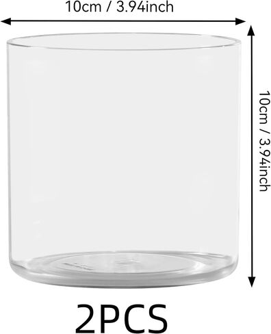 2 Pack Flower Vase Acrylic Cylinder,3.94" Tall Clear Vase for Centerpieces,Wedding Decorative,Home Décor, Non Breakable Plastic, 3.94"X3.94" Tall Round - Clear in Kuwait
