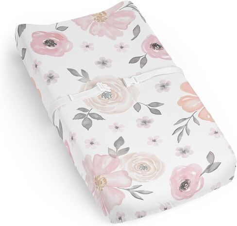 Sweet Jojo Designs Boho Floral Garden Flower Girl Baby Changing Pad Cover Sheet Infant Newborn Diaper Table Change Mat Cover - Watercolor Bohemian Farmhouse Wildflower Vintage Shabby Chic Green Nature in Kuwait