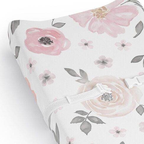 Sweet Jojo Designs Boho Floral Garden Flower Girl Baby Changing Pad Cover Sheet Infant Newborn Diaper Table Change Mat Cover - Watercolor Bohemian Farmhouse Wildflower Vintage Shabby Chic Green Nature in Kuwait