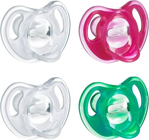 Tommee Tippee Ultra-Light Silicone Pacifier, 18-36 Months, Symmetrical One-Piece Design, BPA-Free Silicone Binkies, Blue/White, Pack of 2 in Saudi Arabia