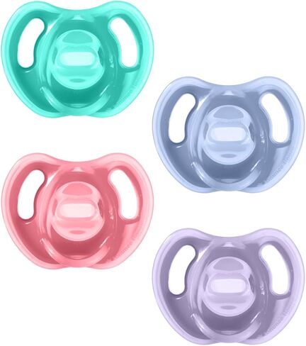 Tommee Tippee Ultra-Light Silicone Pacifier, 18-36 Months, Symmetrical One-Piece Design, BPA-Free Silicone Binkies, Blue/White, Pack of 2 in Saudi Arabia