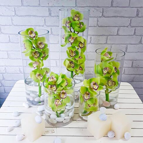 12 Pack Glass Cylinder Vases 10 Inch Tall Clear Flower Vases for Centerpieces, Hurricane Floating Candle Holder Wedding Decorations, Floral Simple Vase Bulk for Party Home Decor (3.35 x 10 Inch) in Saudi Arabia