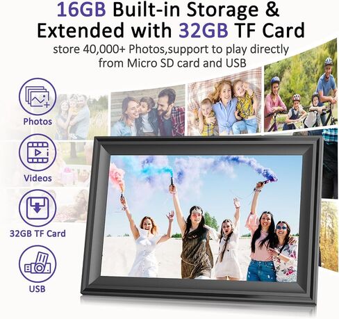 إطار الصورة الرقمية ، Honicvip 10.1 بوصة WIFI إطار الصور الرقمية ، IPS HD شاشة تعمل باللمس ، تخزين 32 جيجابايت ، عرض الشرائح ، قابلة للتركيب على الحائط ، تلقائي ، مشاركة الصور والفيديو عبر Uhale in Kuwait