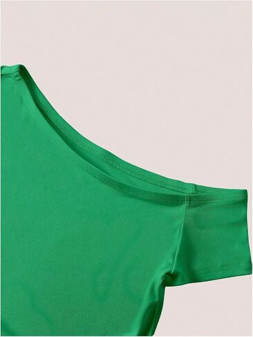 SweatyRocks Women's Jamaica One Shoulder Crop Top Short Sleeve T Shirt Letter Graphic Tee in Saudi Arabia