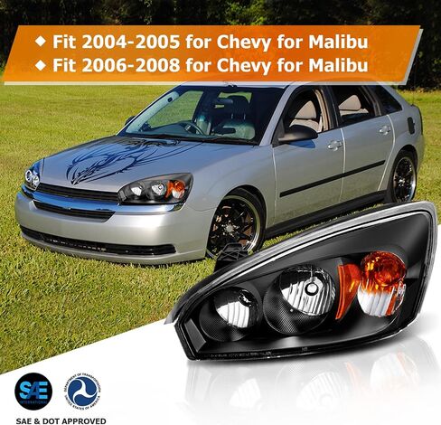 Headlight Assembly for Chevrolet Avalanche 1500/2500 2002-2006 Black Housing Amber Reflector Clear lens Driver and Passenger Side Headlamp(with Body Cladding Model only) in Saudi Arabia
