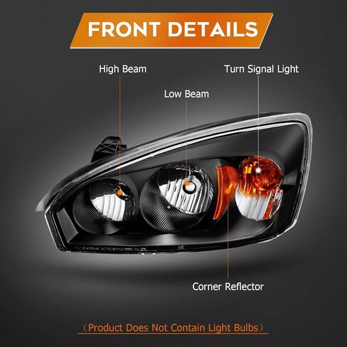 Headlight Assembly for Chevrolet Avalanche 1500/2500 2002-2006 Black Housing Amber Reflector Clear lens Driver and Passenger Side Headlamp(with Body Cladding Model only) in Saudi Arabia