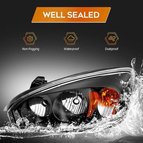 Headlight Assembly for Chevrolet Avalanche 1500/2500 2002-2006 Black Housing Amber Reflector Clear lens Driver and Passenger Side Headlamp(with Body Cladding Model only) in Saudi Arabia